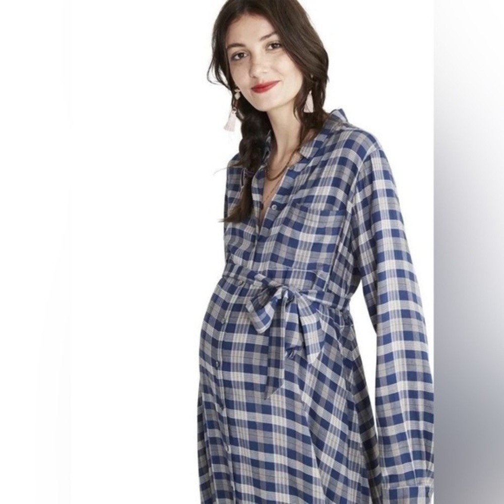 Hatch Alyssa blue plaid dress 0 xs - Picture 2 of 9